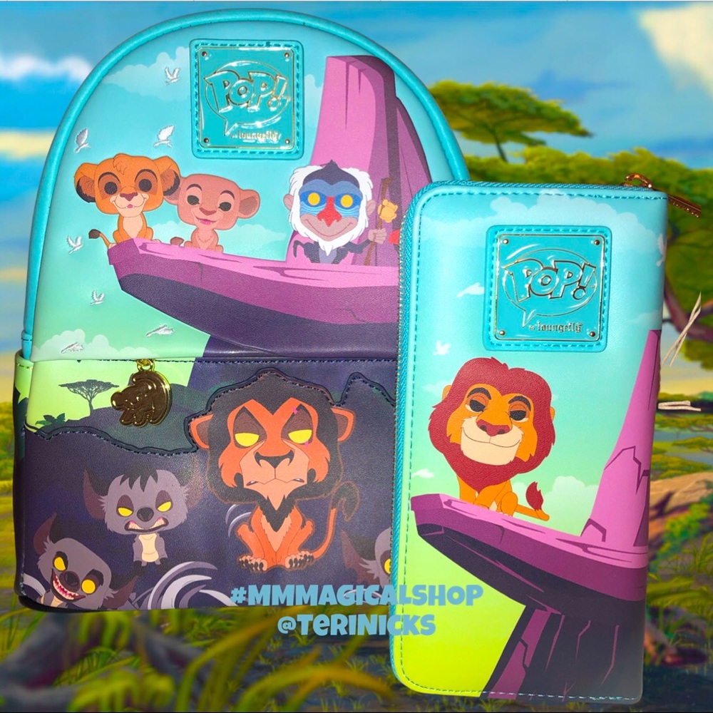 LOUNGEFLY Disney The Lion King Pride Rock Mini Backpack & Matching Zip Wallet